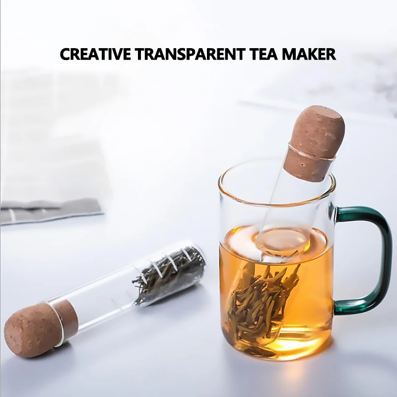 

1pcs Test Tube Creative transparent tea drain heat-resistant glass tea set tea maker filter tea maker