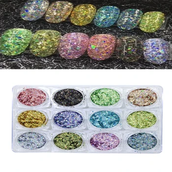 

12Boxes 3D Laser Nail Sequins Paillette Irregular Shape Sparkly Paillettes 3D Designs Mix Nail Flake Glitter Nail Tips @PT54#
