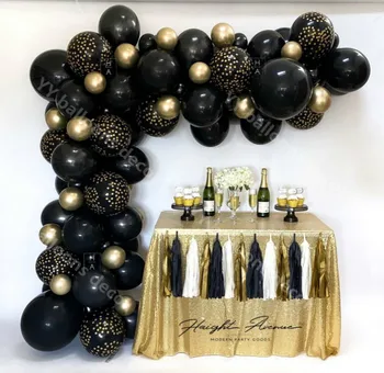 

2020 DIY Balloon Garland Kit Black and Gold Dot Perfectfor 77PCS Happy New Year Birthday Wedding Baby Shower Party Globos Decor