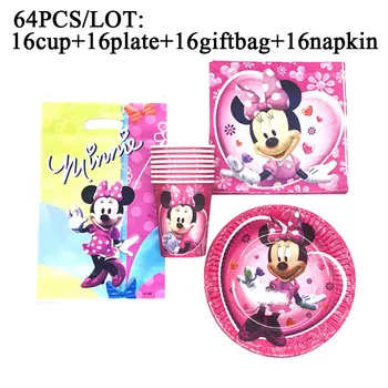 

Disney Minnie Mouse Birthday Party Decorations Children Classmate Party Supplies Paper Disposable Tableware Set For 16 Person