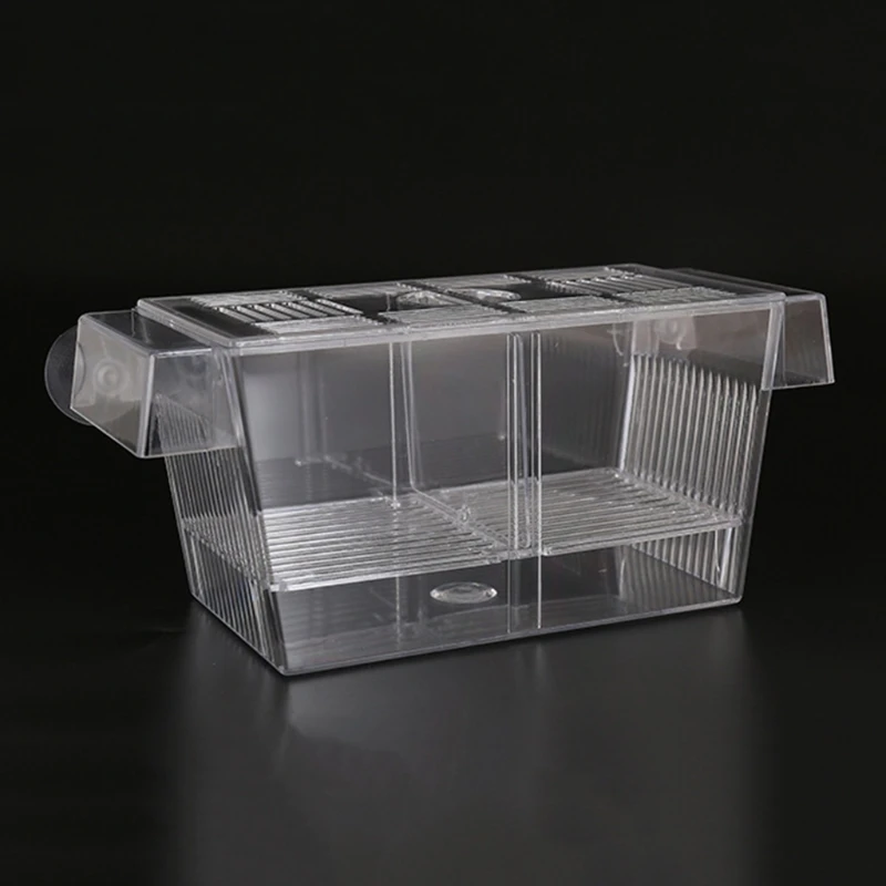 Fish Breeding Box Clear Isolation Box Aquarium Hatchery Incubator with Suction Cups for Newborn Shrimp Guppy 2 Sizes