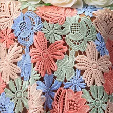 Multicolor heavy Water-soluble lace fabric for dress tissu african bazin riche getzner telas por metro patchwork tissus tecido