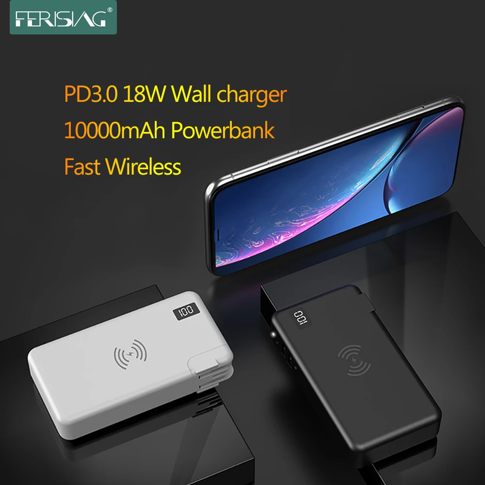 Зарядное устройство FERISING Беспроводное зарядное Power Bank для Xiaomi Huawei iPhone Samsung