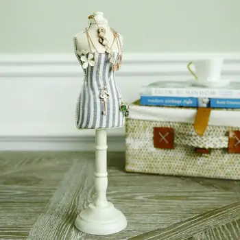 

Rural cotton fabric blue model Jewelry Stand child mannequin body Necklace Display Holder Ring storage jewelry rack 1pc D188