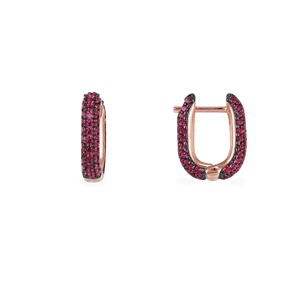 Fashion Charm Sterling Silver Copy 1:1 Replica,White and Burgundy Rectangle Hoop Earrings In Pair Women Monaco Jewelry Gift