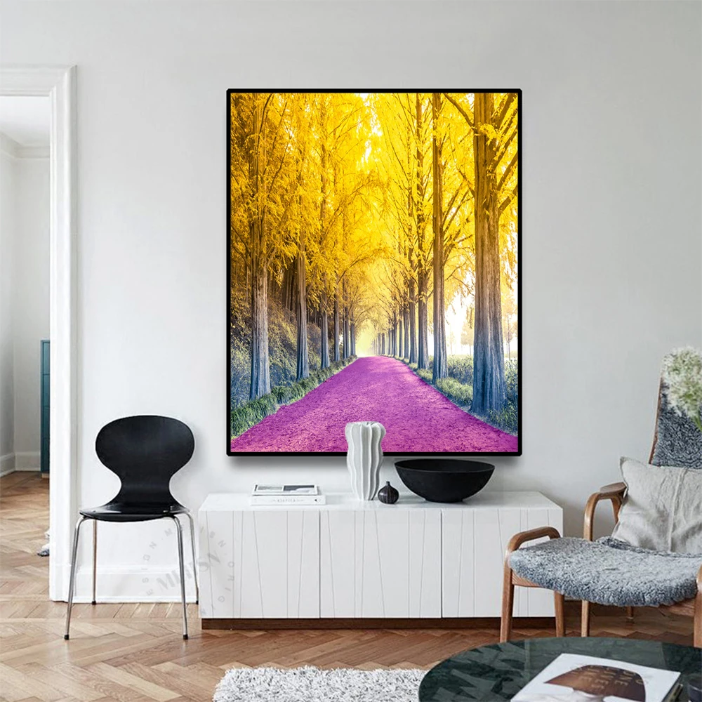 

Scandinavian Forest Road Canvas Painting Nordic Landscape Home Decoration Posters and Prints Wall Picture for Living Room Decor