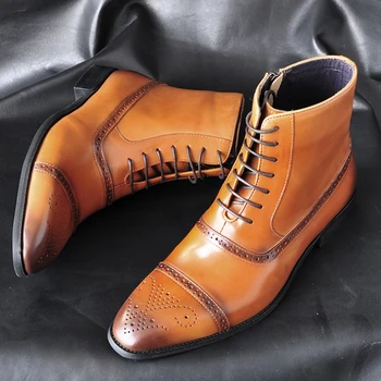 

2020 High Quality Leather Men Boots Ankle Chelsea Boots Winter Shoes Pointed Men Shoes Water Proof Winter Boots Adult Autumn