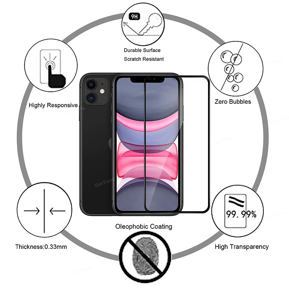  40D Volle Abdeckung Gehärtetem Glas Für iPhone 11 Pro Max 10 X XR XS Max Gehärtetem Glas Für iPhone