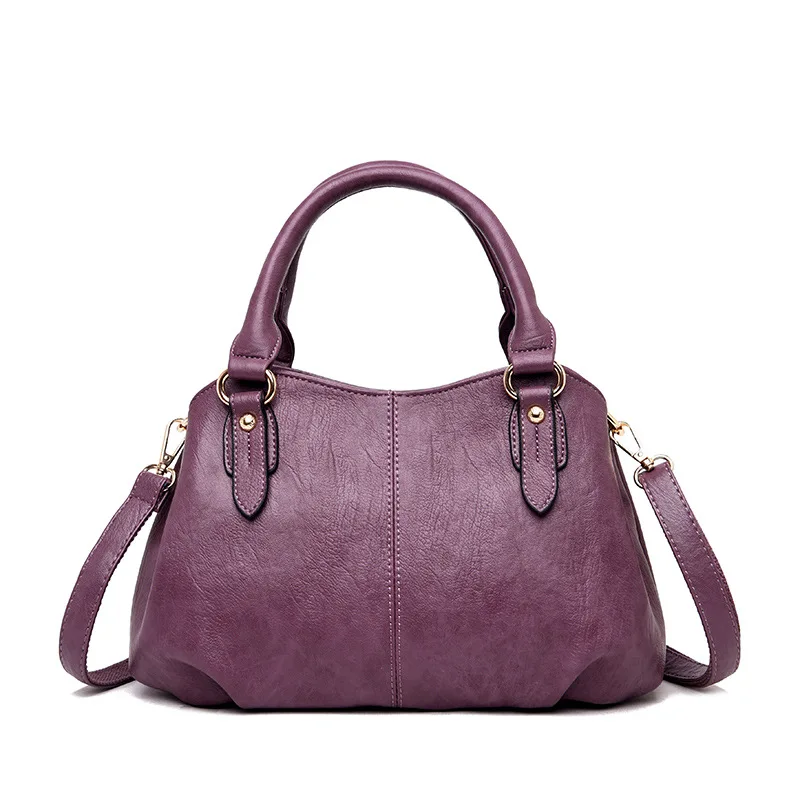 Женская сумка, кожаные сумки,, ретро бренд, роскошная женская вместительная сумка через плечо, высокое качество, сумка через плечо, женские сумки - Цвет: Purple