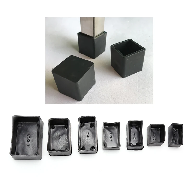 8 Pcs Durable Rectangle Silicone Chair Leg Caps Non-slip Table Foot Cover Socks Protector Protecting Furniture Floor Cover 7Size
