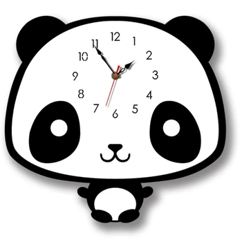 

Nordic Style Panda Wall Clock Silent Wooden Clock for Home Living Room
