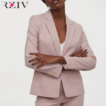 

RZIV Spring women suit single button pocket decoration casual solid color suit