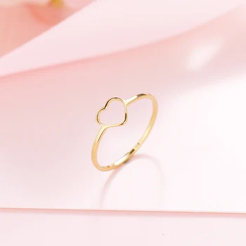 

TR-120 Stainless Steel Luckyoverflow Best Friend New Fashion Gold Color Heart Shaped Wedding Rings for Woman Jewelry Gift