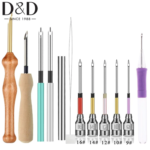 Kit Aiguilles à Poinçonner (punch Needle) - 18 Pièces, 8 Tailles, Réglable - Pour Broderie, Tapis, DIY Débutant