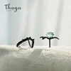 Thaya s925 Silver Thorn Blue Crystal Rose Design Black Stud Earrings for Women Asymmetry Flower Earring Female Jewelry Gift ► Photo 3/6