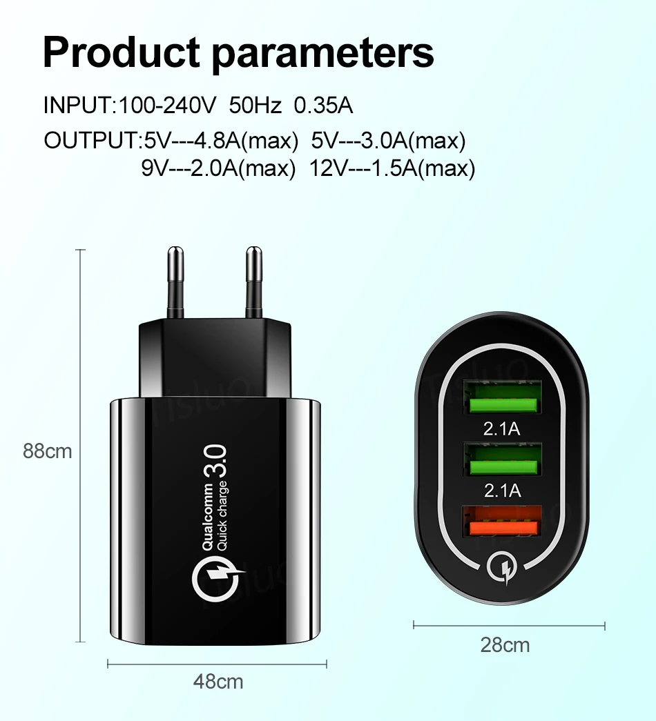 Tisluo Быстрая зарядка 3,0 USB зарядное устройство для телефона samsung S8 S9 Xiaomi Mi 8 huawei быстрая настенная Зарядка для iPhone 6 7 8 X XS Max iPad