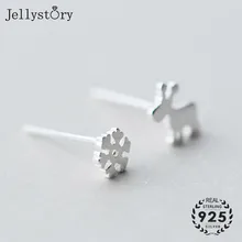Jellystory модные 925 пробы серебряные женские серьги-гвоздики Снежный олень ассиметричные серьги Свадебные подарки ювелирные изделия