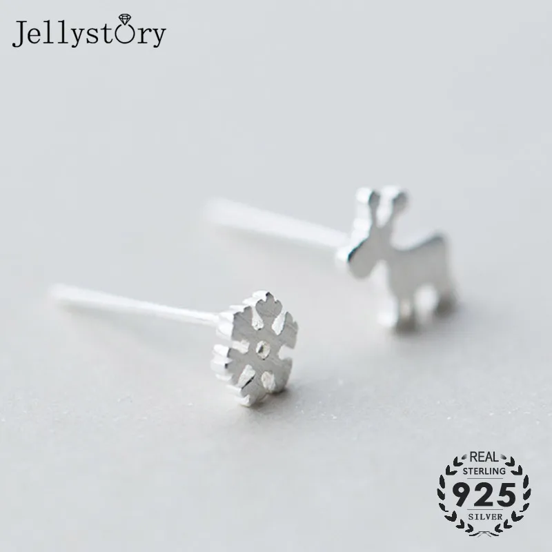 Jellystory модные 925 стерлингового серебра серьги гвоздики в форме снежного снег