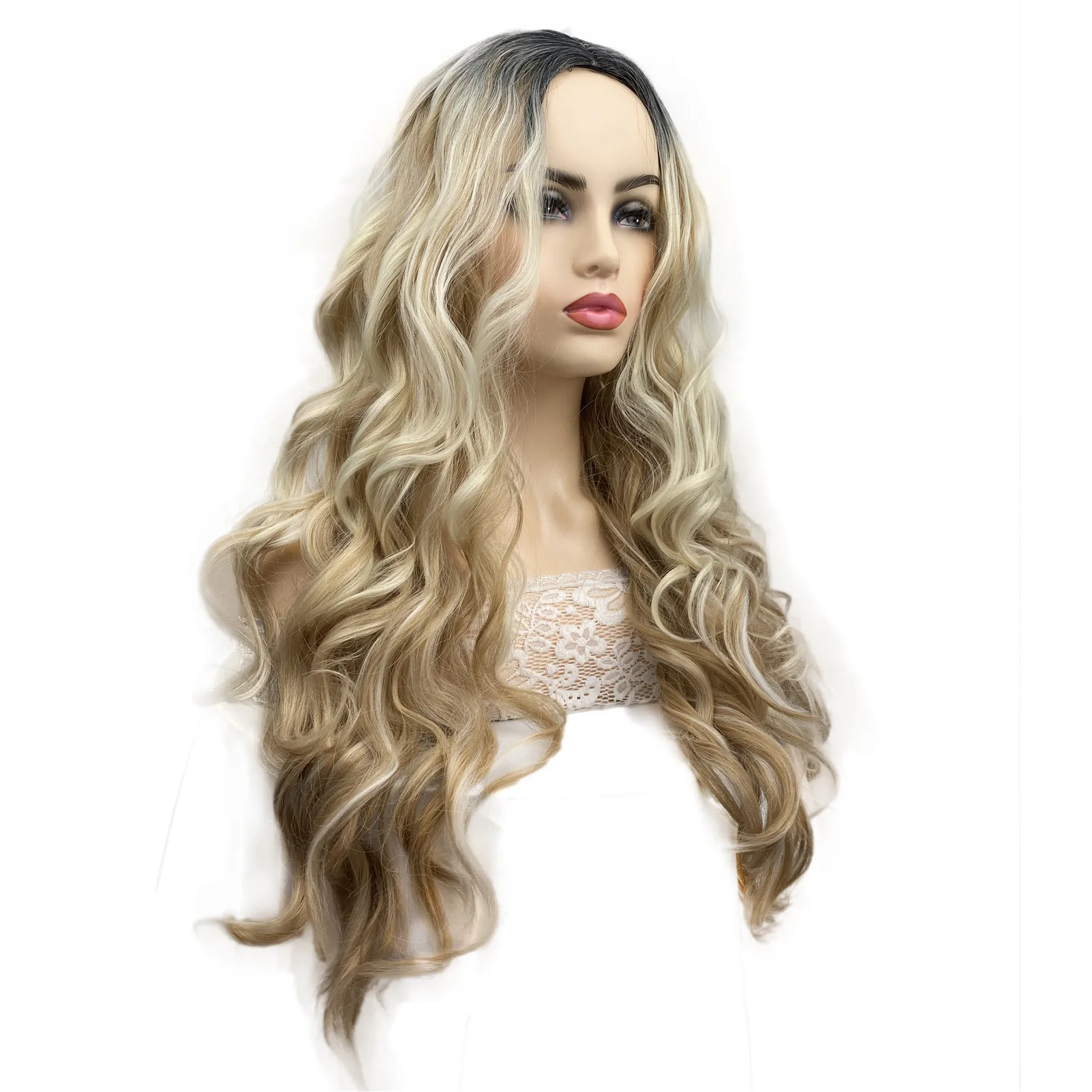 

Aimolee Long Curly Blonde Wig Heat Resistant Synthetic Hair Wigs for Women Cosplay