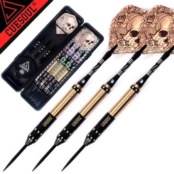 

CUESOUL Professional Steel Tip Darts Golden And Black Dart Body With Skull Dardos Flights(size: 23g 25g 27g )