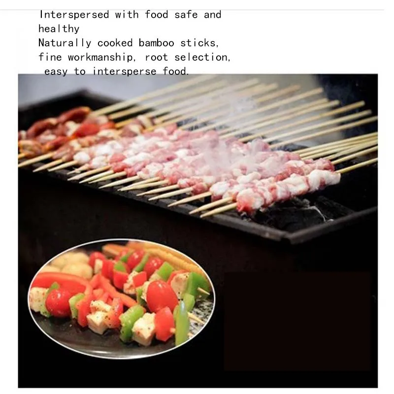 Disposable Wood Sticks Barbecue Tools Natural BBQ Bamboo Skewers for Shish Kabob Grill Fruit vegetable
