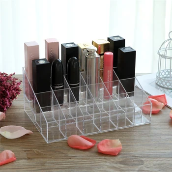 

Lipstick Organizer Cosmetic Storage Box Transparent Make up Holder Cosmetic Storage Box Plastic Table Top Box Lipstick Holder