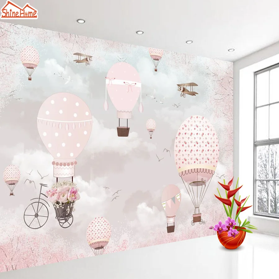 Peel and Stick Accept Murals Cartoon Balloons Wallpapers for Living Room Girls Bedroom Nursery  Contact Wall Papers Home Decor