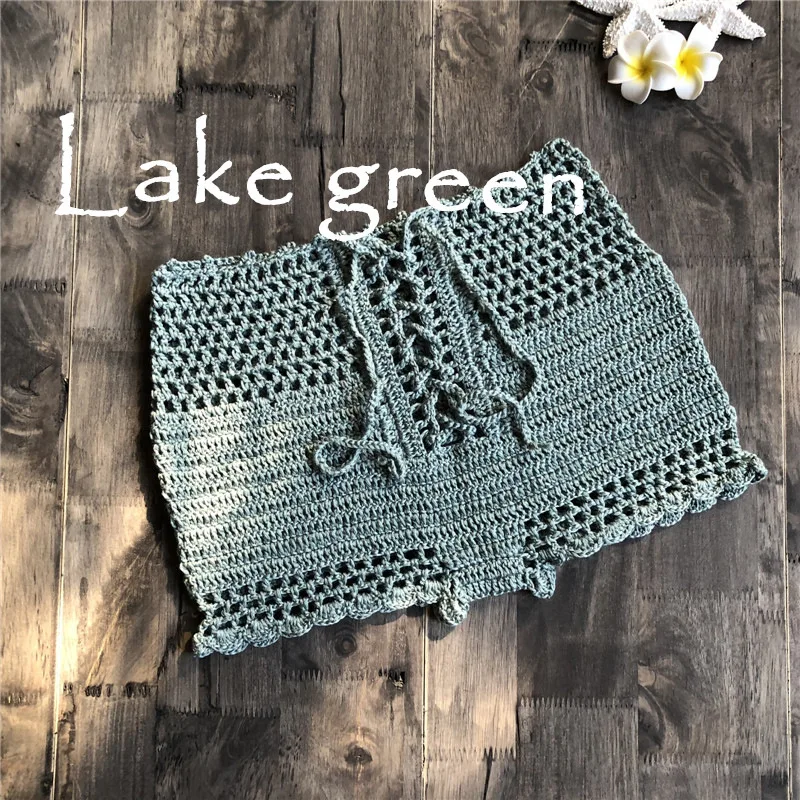 crochet bikini Hiking bikini Bottoms Sports Swimwear Sexy swimsuit Hole -out Handmade Knitting Shorts Women's Clothing swim suit