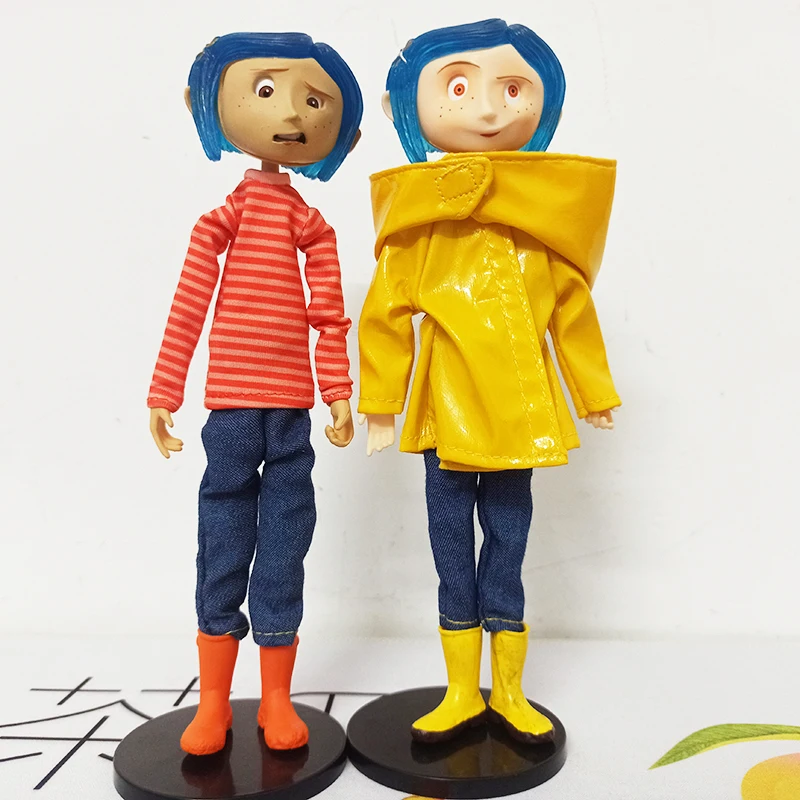 Кукла Coraline NECA шарнирная фигурка в полосатой рубашке плащ игрушка свитере LA