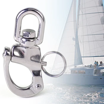 

2pcs New Stainless Steel Heavy Duty Snap Shackle D Ring Swivel Bail Marine Boat Yacht Sailing Hardware