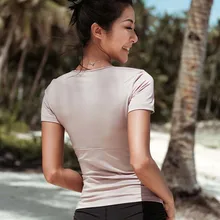 Женский облегающий короткий узкий Топ, подходит для розового спортзала, Спортивная футболка, топ, сексуальные рубашки для йоги, Femme, летняя футболка для фитнеса, топы Спортивные