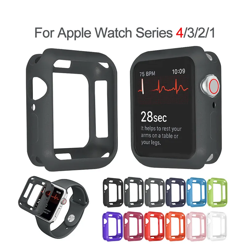 

Soft Silicone Case for Apple Watch 3 2 1 42MM 38MM Cover Full Protection Shell for iWatch 4 5 40MM 44MM Watch Bumper
