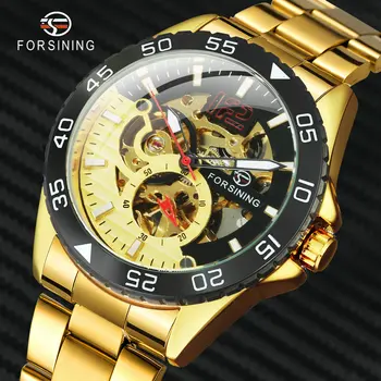 

FORSINING Fashion Skeleton Mechanical Men Watches Luxury Brand Automatic Watch Stainless Steel Strap Classic Business Wristwatch