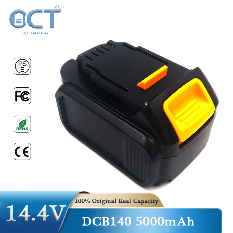 

Запасная литий-ионная батарея DCB140 14,4 в 5000 мАч для DeWalt, литий-ионная DCB145 DCB141-XJ ручная электрическая дрель, перезаряжаемая батарея