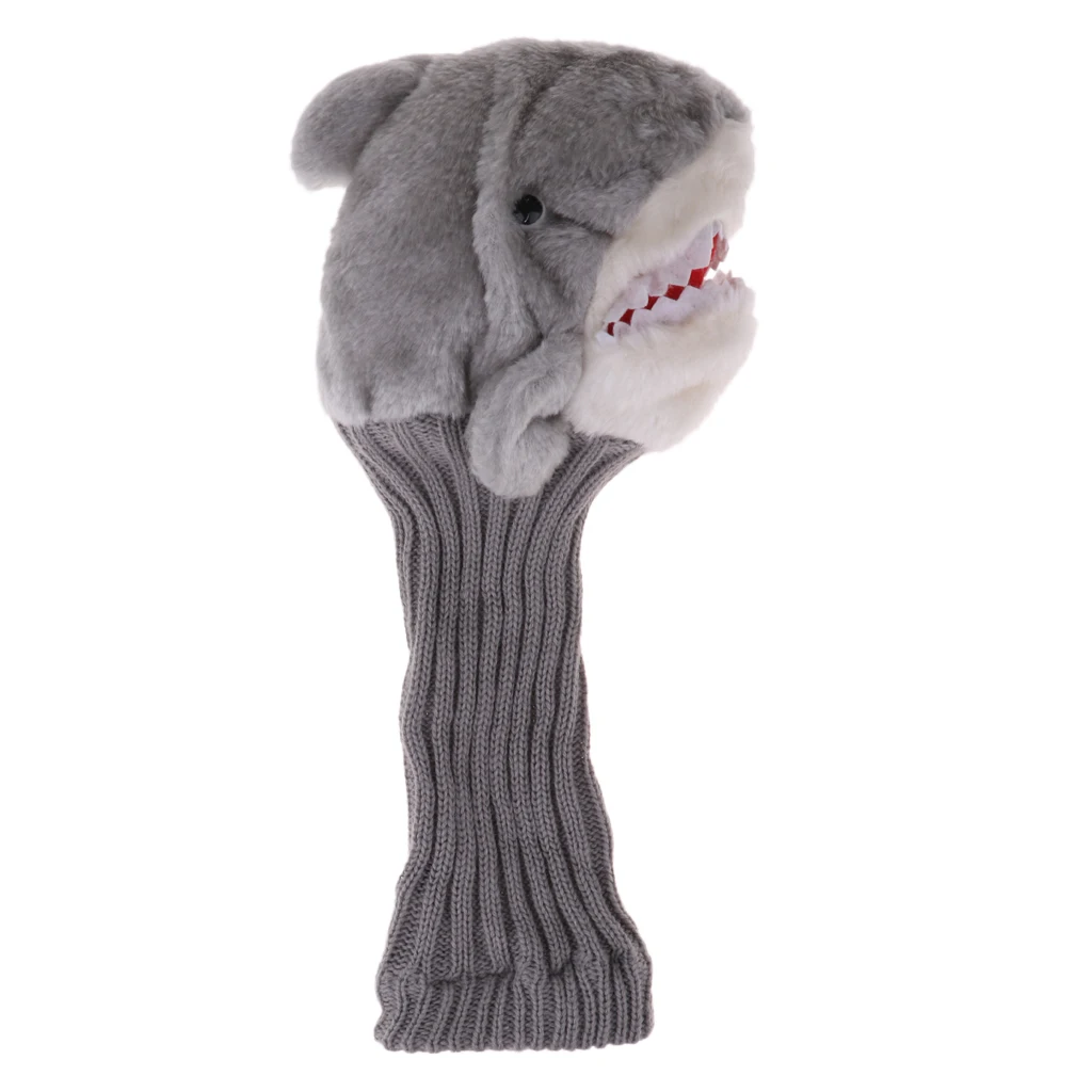 Golf Headcover Shark Pattern Knit Long Neck Cover Fits Up To 460cc Wood Driver