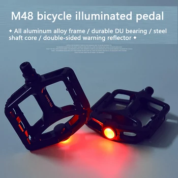 

2020 New Double UD bearing Bicycle Pedal Aluminum Alloy With LED light MTB Road Bike 100x92x22mm Pedal Ultralight Bicycle Parts