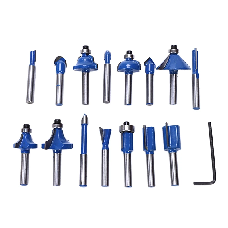 

Diy 1/4 inch Router Bits Set Professional Shank carbon steel Router Bit Cutter Set With Wooden Case For Woodworking Tools