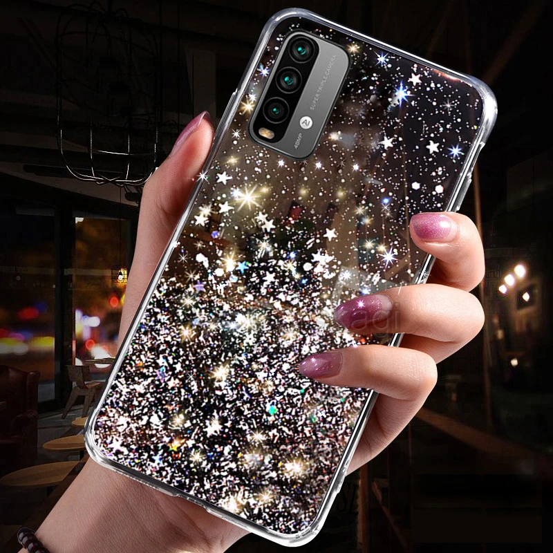 Girl Star Glitter Diamond Case Redmi 9T xiaomi leather case