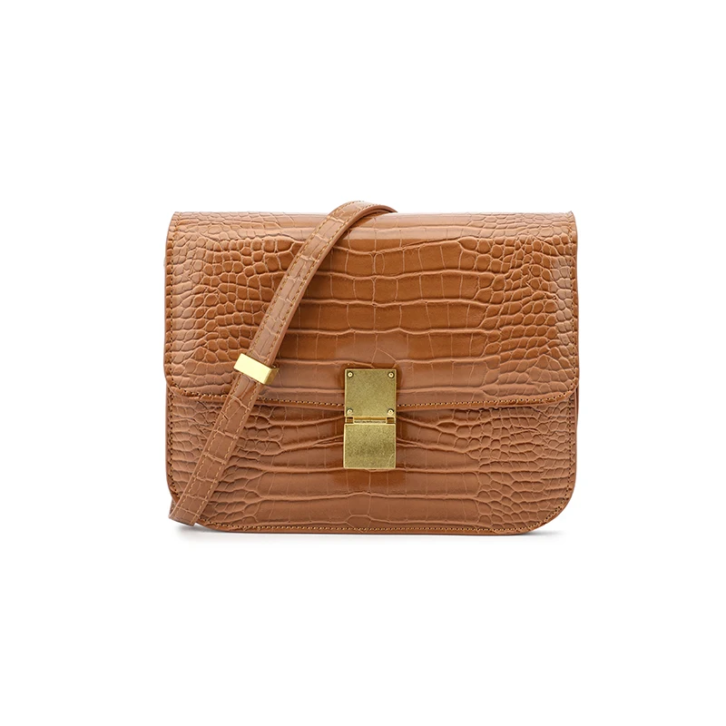 

ManCo high-end brand crocodile pattern retro tofu bag ladies bag PU leather fashion Messenger bag wild women's tote bag