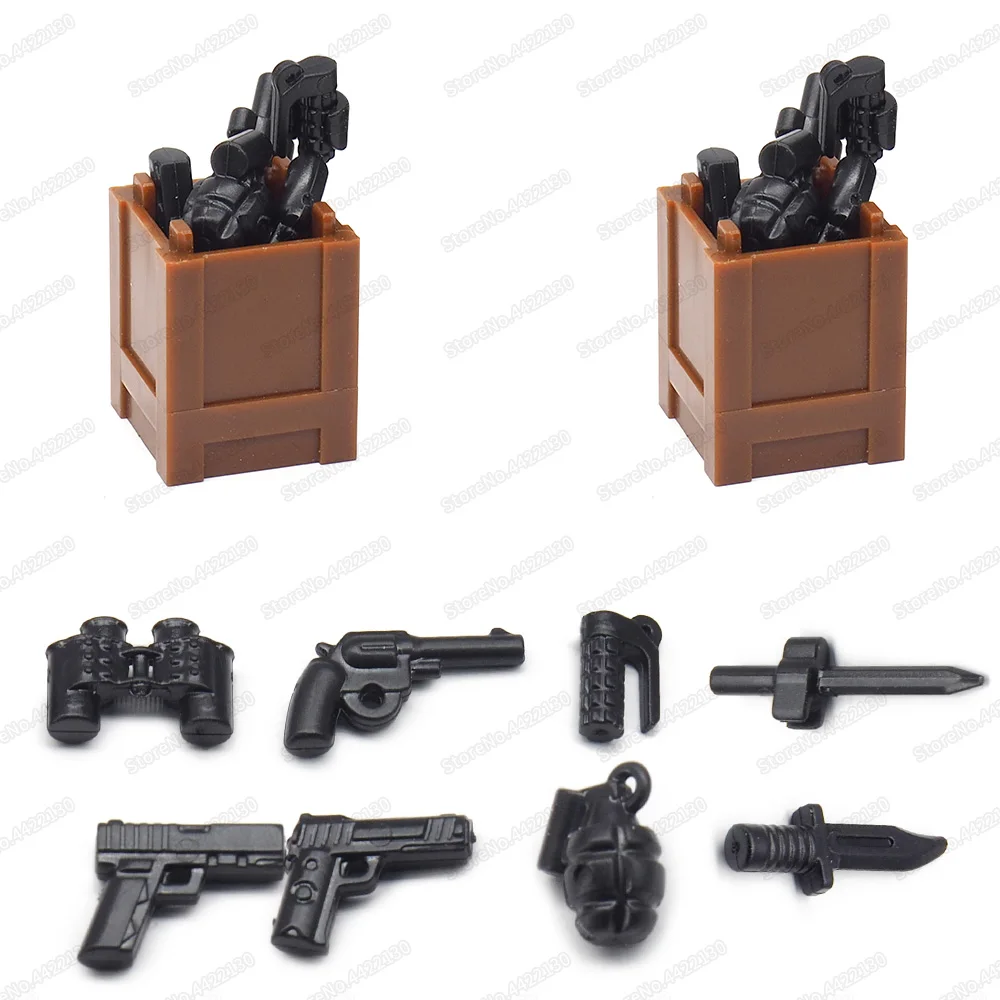 Assembly Military Weapons Building Block Guns WW2 Figures Equipment