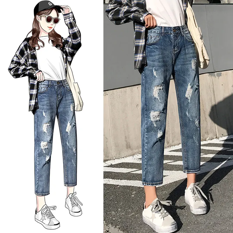 

Cheap wholesale 2019 new Spring Summer Autumn Hot selling women's fashion casual Denim Pants FP25301