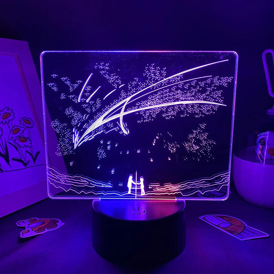 Your Name Anime Movie Figures 3D LED Two Tone Lamp Night Light Bedroom  Decor Colorful Gift For Kids Animation Film Kimi No Na Wa|LED Night Lights|  - AliExpress
