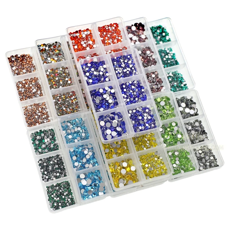 Non Hot Fix Rhinestones 1350pcs/Box Mix Sizes for DIY Garment