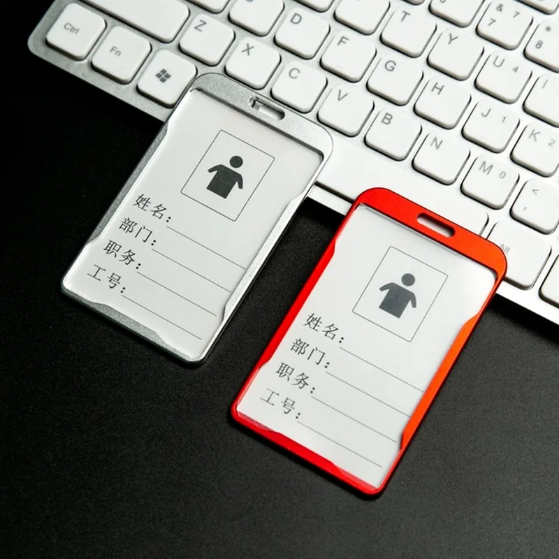 

1PC Aluminum Alloy Business School Bank Work ID Card Badge Holder Vertical Metal Office Student Nurse Staff Card Case Cover