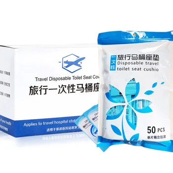 

1 Box 50pcs Disposable Toilet Seat Cover Portable Closestool Pad for Travel Hotel Toiletseat Cushion 40X48cm TB Sale