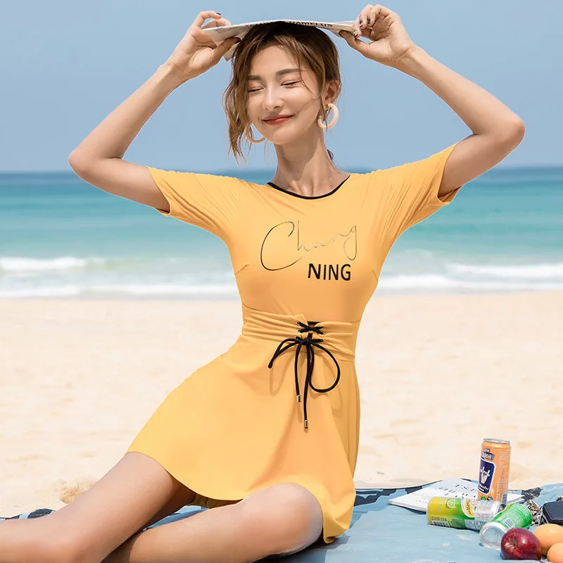 

Swimsuits Fused One-Piece Swimsuit Bikini One Piece Women's With Push Up Trikini Sexy 2020 New Korea Ins Pure Color Backless