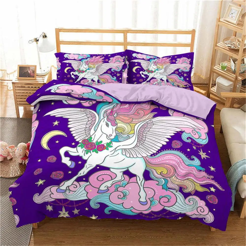 Homesky постельное белье с изображением единорога набор пододеяльников для пуховых одеял мультяшный олень животные принты кровать линия Полный queen King Размеры покрывало