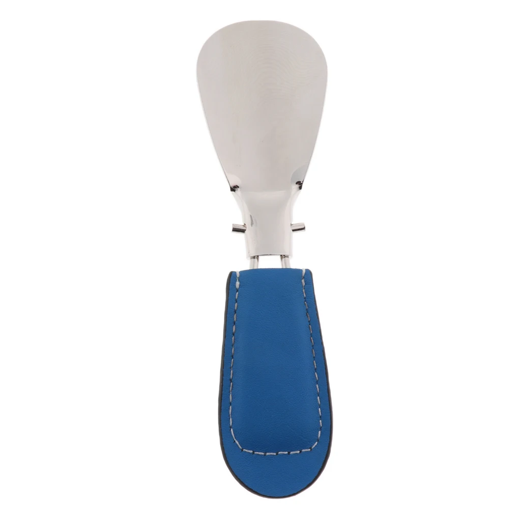 Stainless Steel Shoe Horn Portable Shoes Lifter with PU Leather Strap for Boots and Shoes
