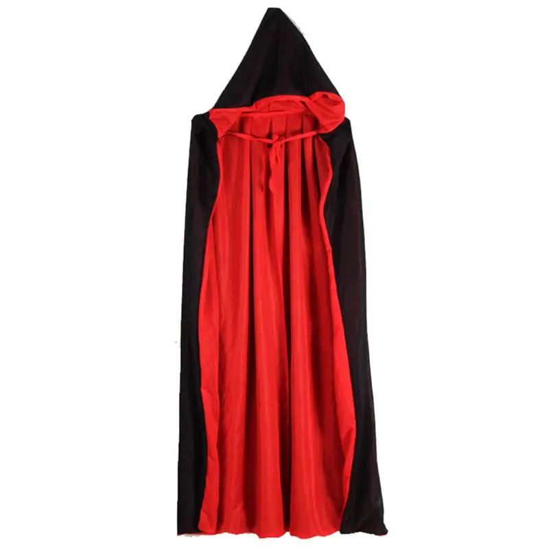 Vampire Cloak Cape Stand-up Collar Cap Reversible for Halloween Cosplay Costume M89E