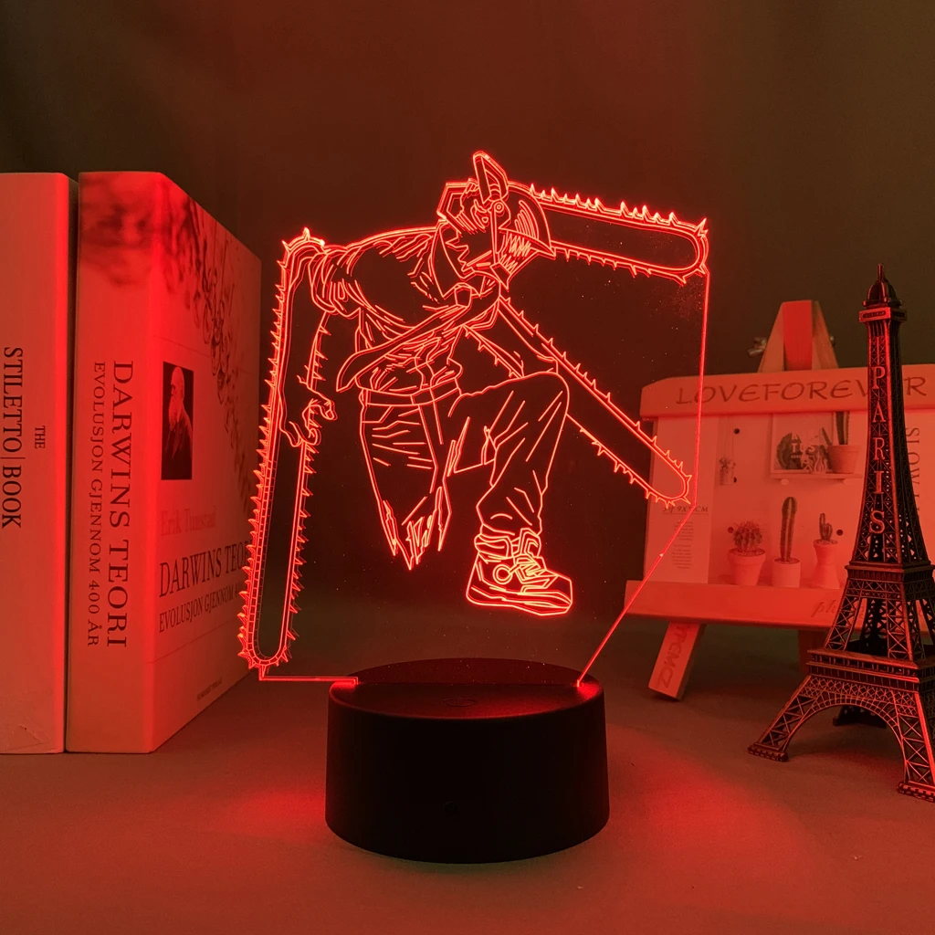 

Светодиодная лампа 3d в стиле аниме для украшения спальни, ночсветильник для детей, подарок на день рождения, манга, бензопила, светодиодный ночник для кровати